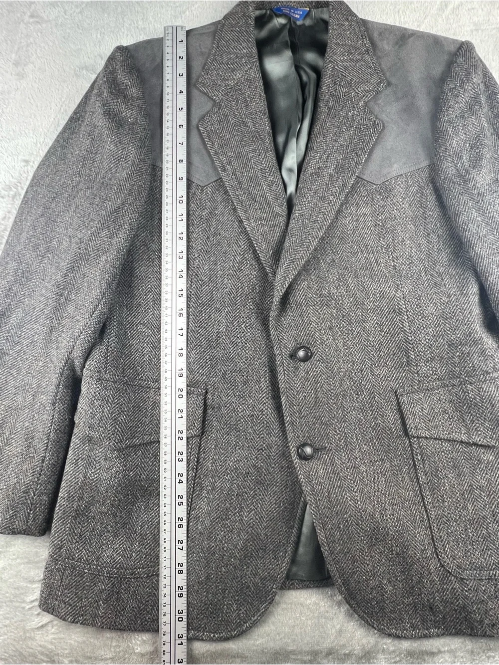 Vintage Pendleton Wool Blazer Sport Coat Mens 44 Gray Tweed Western Elbow Patch